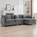 111'' Sectional Cloud Deep Seat Couch, Modern Comfy Chenille L Shaped Sectional by WUTUTUEE