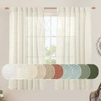 Natural Semi Sheer Linen Curtains 60 Inch, Light Filtering Panels | Neutral by LAMIT