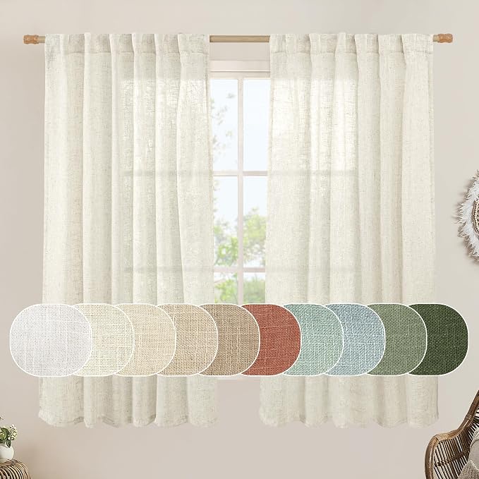 Semi Sheer Linen Window Curtains by LAMIT