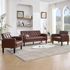 TYBOATLE 62" W Leather Loveseat w/Chairs, 3 Piece Sofa Sets - Image 3