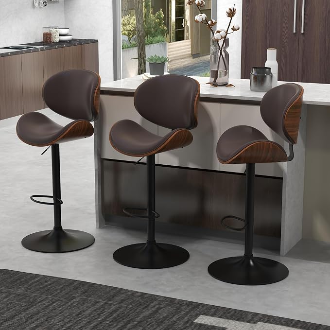 civama Brown Bar Stools Set of 2 - Image 3