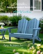 SERWALL Folding Adirondack Bench, HDPE All-Weather Adirondack Loveseat Set of 2 - Image 2
