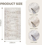 2x4 Rug Runners for Hallways Non Slip, Taupe | Washable Rugs for Kitchen - Image 2