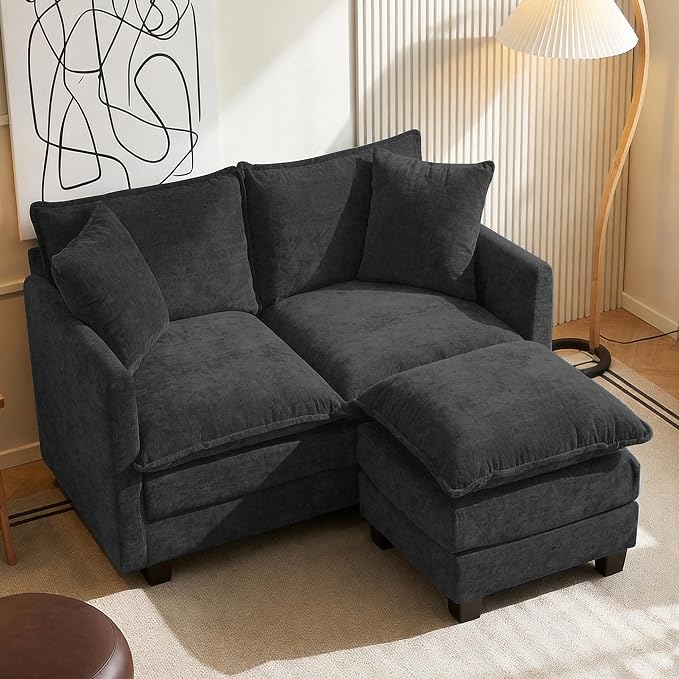 52'' Loveseat Sofa with Ottoman, Modern Cloud Sofa Couch with 27" Deep Seat by Unknown