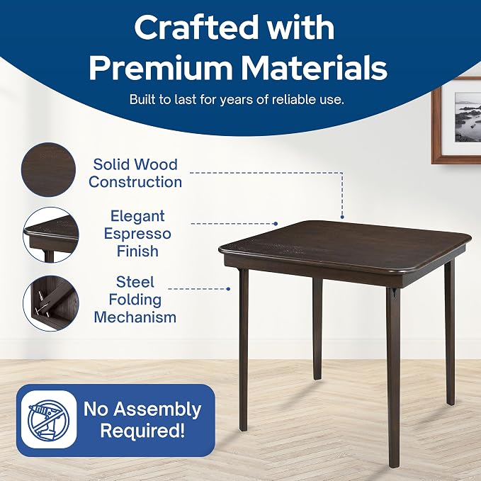 MECO Stakmore Classic Straight Edge Wood Folding Table, No Assembly Required - Image 6