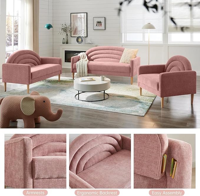 49" Small Loveseat Sofa for Small Spaces, Mid Century Modern Sofa, Linen - Image 8