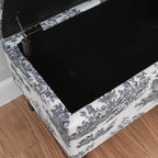 Linon Stephanie Black and White Toile Fully Upholstered Bench - Image 8