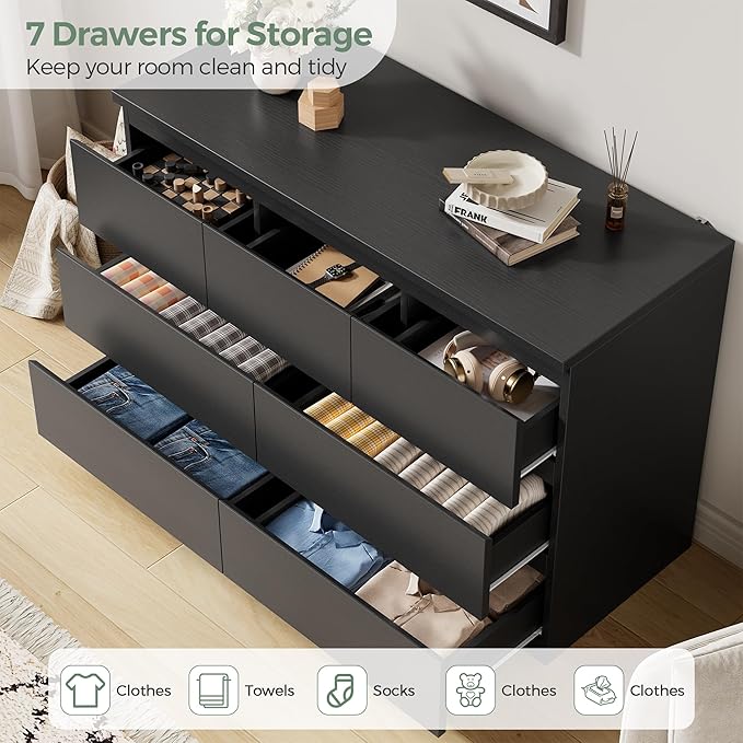 Jocoevol Modern Black 7 Drawer Dresser - Image 3
