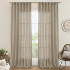 95 Inches Long Linen Curtains for Living Room, Semi Sheer Panels | Light by LAMIT