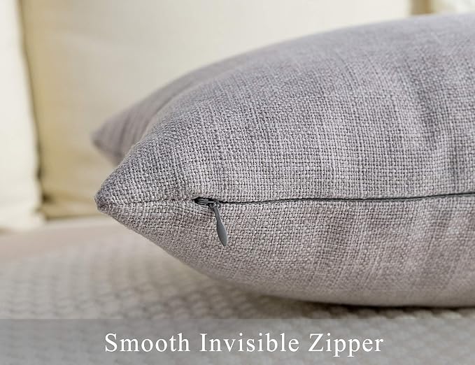Stellhome Burlap Throw Pillow Covers Square Solid Linen Decorative Cushion - Image 4