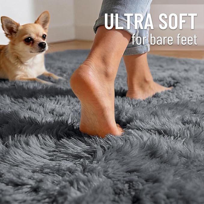 OLANLY 5x5 Area Rugs for Living Room Bedroom, Machine Washable Soft Fluffy - Image 4