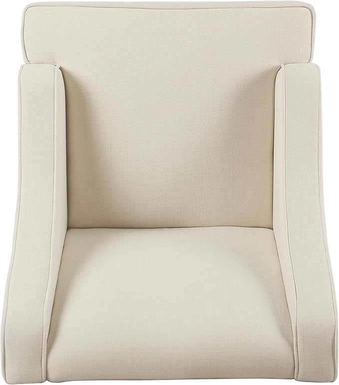 Homepop Upholstered Classic Swoop Arm Accent Chair Home Décor, Warm Ivory - Image 9