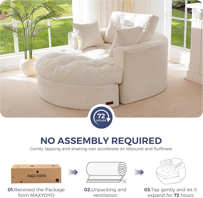 MAXYOYO Oversized Round Chaise Lounge Sofa, Upholstered Lounge Chair - Image 7