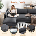 Vesgantti 109" L Shaped Cloud Sectional Couch, Comfy Corduroy Upholstered - Image 3