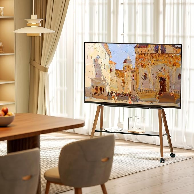 Rolling Easel TV Stand for 49–75 Inch TVs, Mobile TV Cart - Image 6