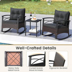 Tangkula 3 Piece Rattan Rocking Chair Set, Patio Rocker Bistro Set - Image 8