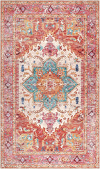Yamaziot Washable Area Rug for Bedroom, 3x5 Non-Slip Boho Entryway Rug | Stain - Image 2