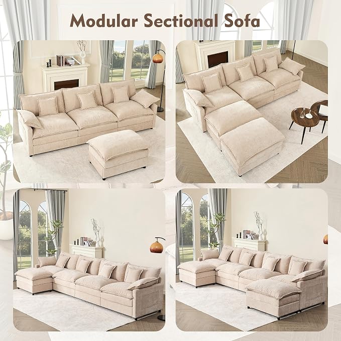 GOSUHI 108" U Shaped Couch, Modular Sectional Sofa, 3-Seater Comfy Cloud Couch - Image 8