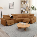 Power Recliner Sectional Sofa, L-Shaped Living Room Furniture Set, Leather - Image 3