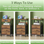 Furnulem Night Stand with Charging Station, USB Ports and Outlets, 28.3 Inch - Image 6