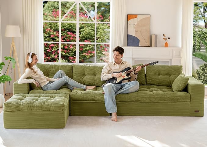 MAXYOYO 132" L Shaped Modular Sectional Sofa by MAXYOYO