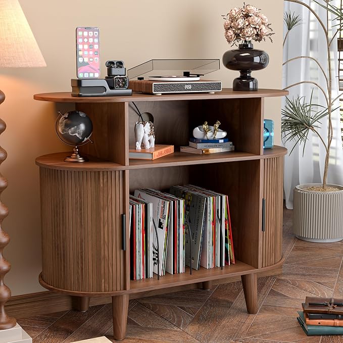 LUVIOHOME Large Round Record Player Stand - Image 3