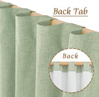 Light Green 100% Blackout Linen Curtains 63 Inches 2 Panels | Linen Textured - Image 6