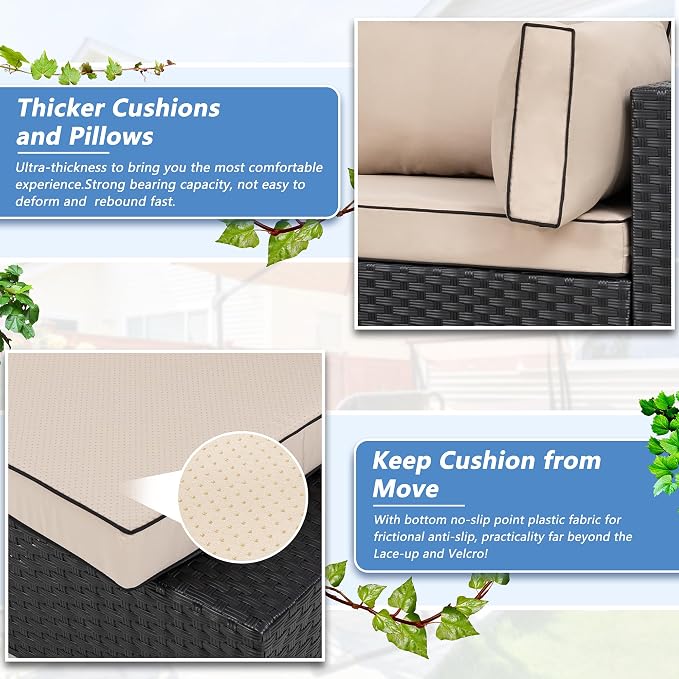 7 Piece Outdoor Patio Furniture Set, All Weather Conversation Set - Image 5