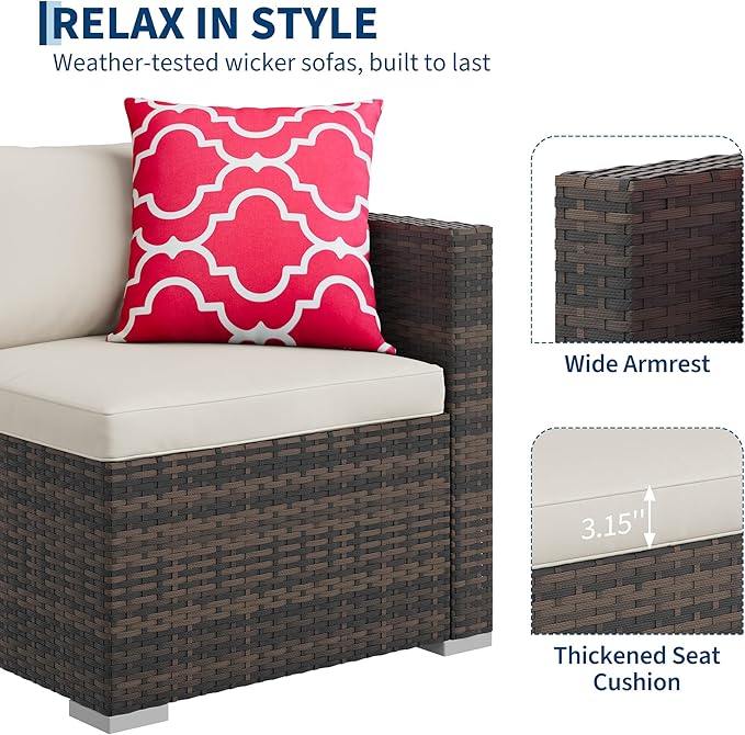 GAOMON 5-Piece All-Weather Patio Furniture Set, Convertible Outdoor Sectional - Image 6