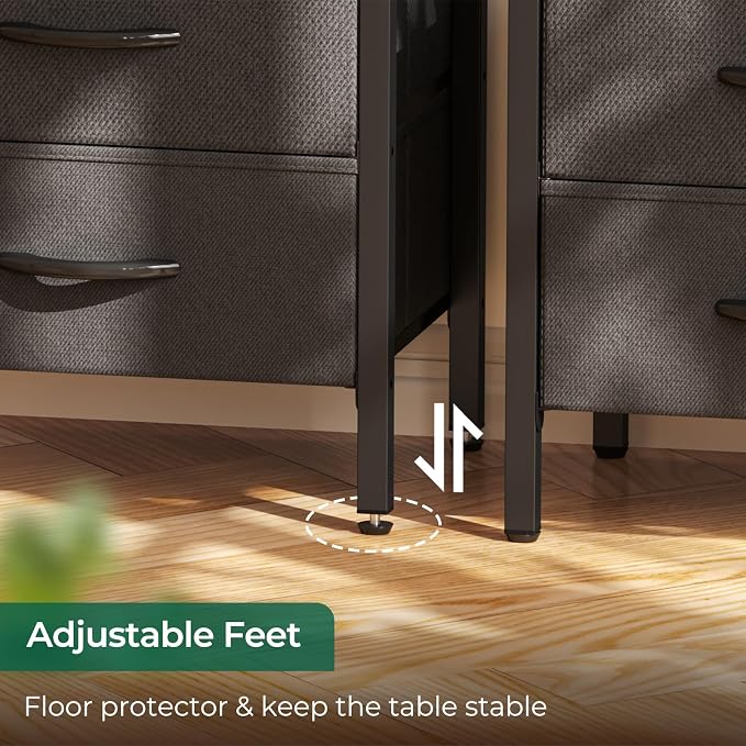 Huuger Nightstand with Charging Station, 27.6 Inch End Table Bedside Table with - Image 8