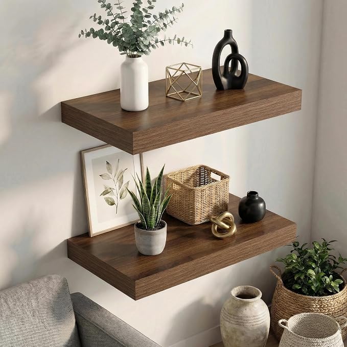 Dreamland Floating Shelves 24inch, 2 Pack Rustic Wooden Wall Shelves, Wall - Image 6