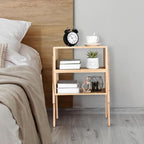 Vdomus Bamboo Stackable Nightstand Set of 2- Natural Wood Matching Side Table - Image 8