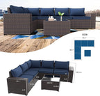 Kullavik Outdoor Patio Furniture Set 6 Pieces Sectional Rattan Sofa Set Brown - Image 5