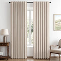 MIULEE 100% Blackout Linen Curtains 42 x 84 Inch Natural 2 Panels | Thermal by MIULEE