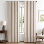 MIULEE 100% Blackout Linen Curtains 42 x 90 Inch Natural 2 Panels | Thermal by MIULEE