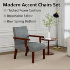 2PCS Accent Chairs with Table Set, Fabric Upholstered Modern Accent Armchair - Image 4