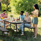 VINGLI Picnic Table Set with 2 Benches, 6 Feet Camping Table Chair Set - Image 6
