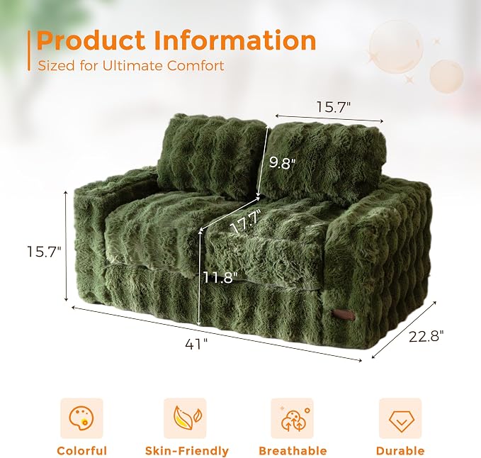 MAXYOYO Extra Wide Kids Bean Bag Chair, Comfy Bubble Fabric Bean Bag Sofa - Image 2