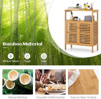 Tangkula Bamboo Floor Cabinet, Bathroom Storage Cabinet - Image 9