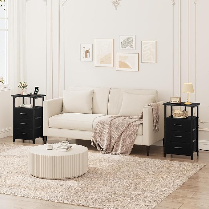 Vagusicc Nightstand with Charging Station, Bedside Table with USB Ports and - Image 5