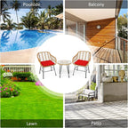 Tangkula 3 Pieces Patio Bistro Set, Rattan Conversation Set - Image 9