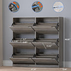 BORNOON Shoe Cabinet with 6 Flip Drawers, Slim Narrow Shoe Storage Cabinet - Image 2