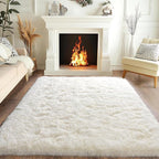Pionblank Fluffy Area Rug for Bedroom 4x6, Indoor Plush Carpet, Cream White | - Image 8