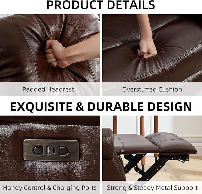 EBELLO 2 Piece Power Faux Leather Recliner Sofa Set, Reclining Living Room - Image 3