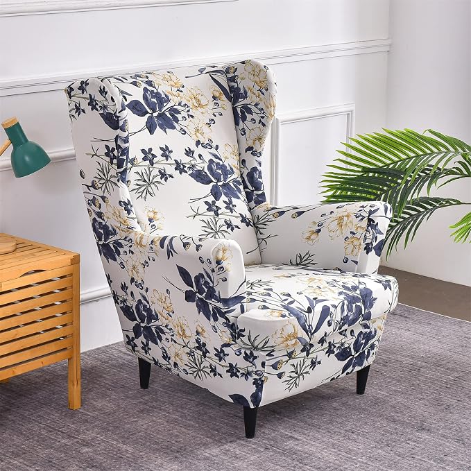 KRFOONN Wingback Chair Covers Slipcovers 2 Piece Stretch Wing Chair Covers - Image 2