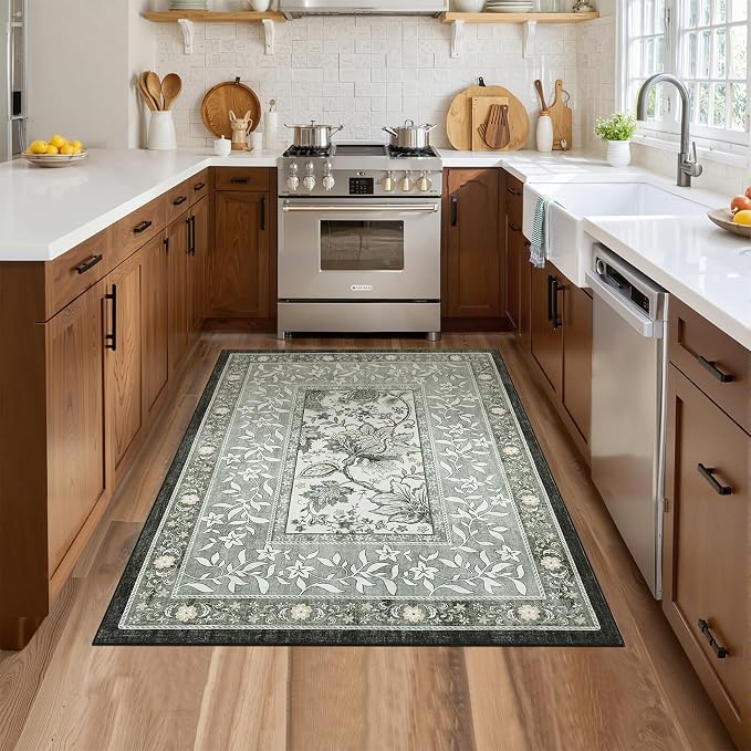 GarveeHome Provence Fog 3x5 Rug Washable Non-Slip Low-Pile Indoor Rugs - Image 3