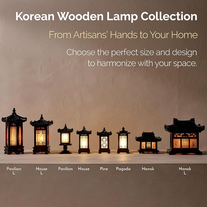 Traditional Korean Wood Lamp | Handmade Asian Oriental Table Lantern | Bedside - Image 6