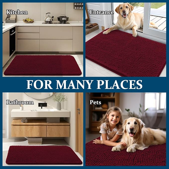 OLANLY Dog Door Mat for Muddy Paws 70x35, Super Absorbent Chenille Mud Mat | - Image 8