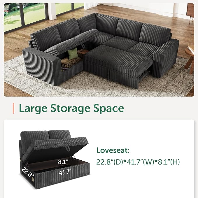 HONBAY Modular Sectional Sleeper Sofa - Image 3