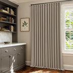 Dark Flax Pleated Blackout Burlap 126 Inch Long Linen Curtains | Pinch Pleat by Twodrapes